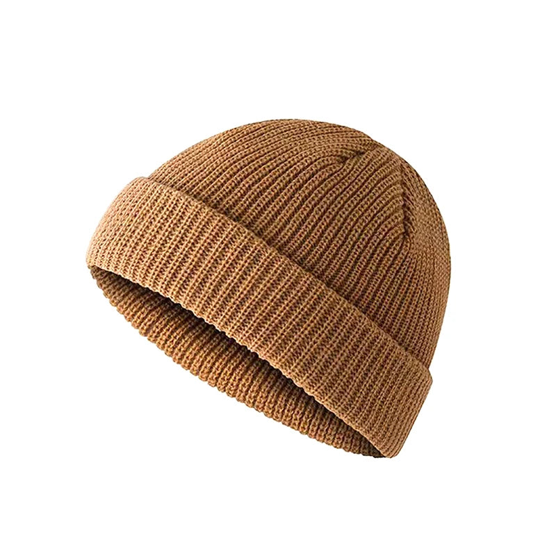 Wool Fisherman Beanie – Cotton Cuffed Knit Watch Cap for Men & Women