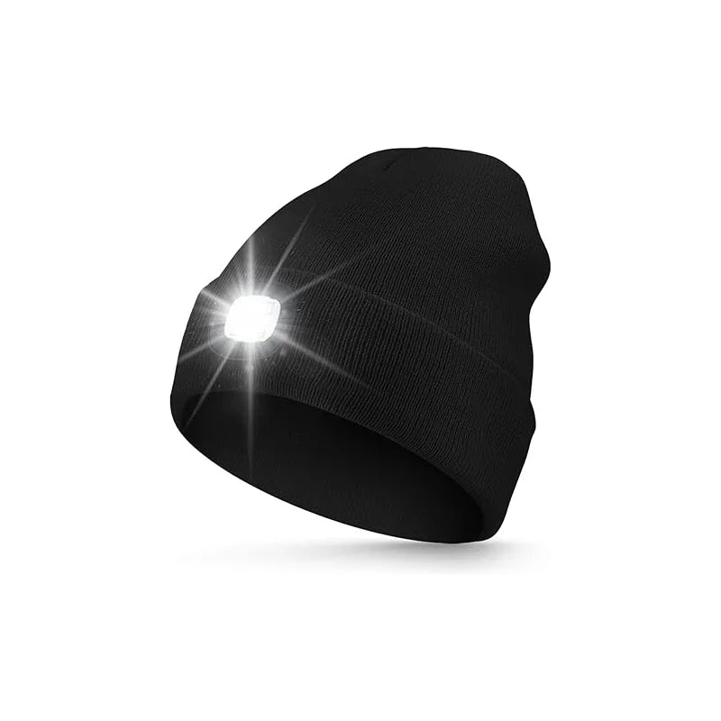 LED Light Beanie – USB Rechargeable 3-Mode Headlamp Knit Hat for Outdoor Adventures