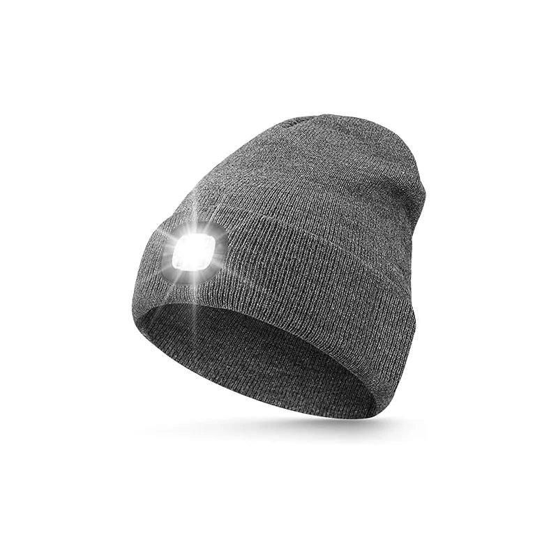LED Light Beanie – USB Rechargeable 3-Mode Headlamp Knit Hat for Outdoor Adventures