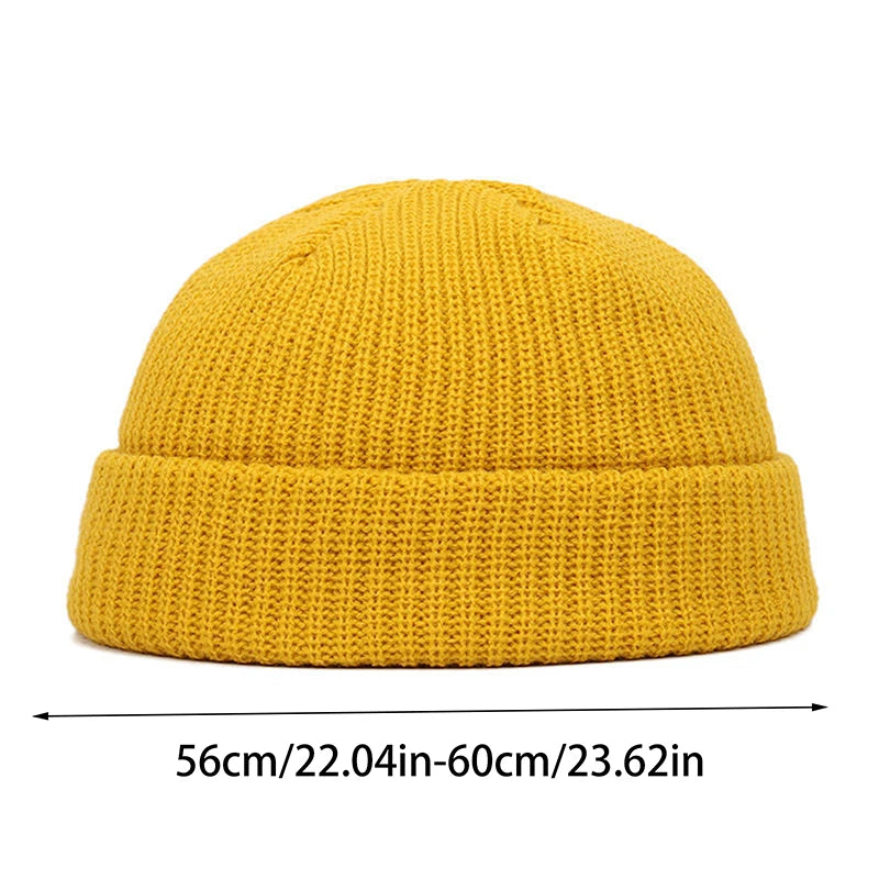 Wool Fisherman Beanie – Cotton Cuffed Knit Watch Cap for Men & Women