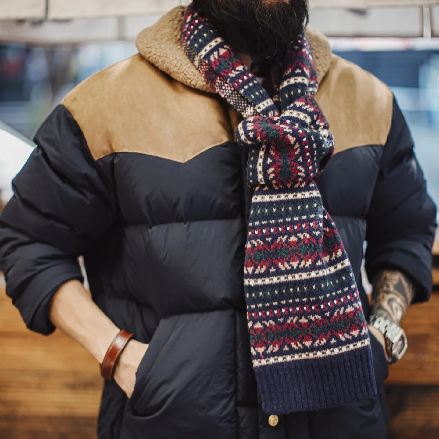 Fair Isle Beanie & Scarf Set – Windproof Nordic Knit Winter Set for Men & Women