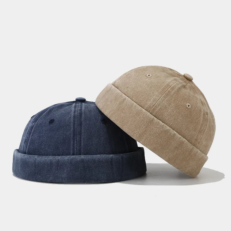 Vintage Washed Beanie – Garment-Washed Cotton Streetwear Hat for Men & Women