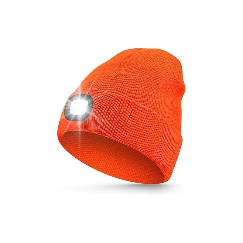 LED Light Beanie – USB Rechargeable 3-Mode Headlamp Knit Hat for Outdoor Adventures