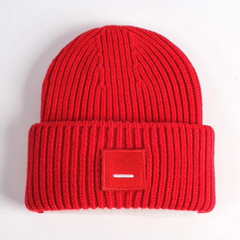 Smiling Face Couple Beanie – Wool Blend Knit Hat for Women