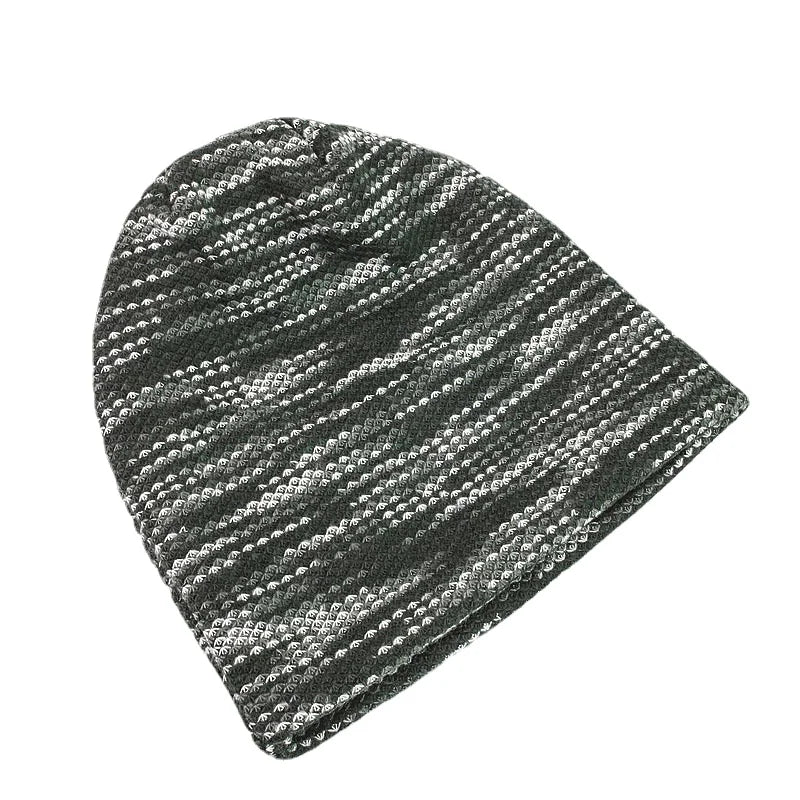 Double Fabric Colourful Beanie – Cotton Polyester Striped Knit Hat for Men & Women