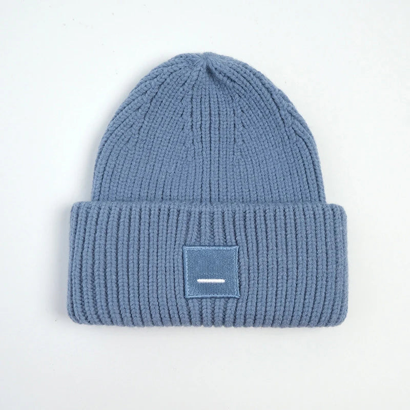 Smiling Face Couple Beanie – Wool Blend Knit Hat for Women