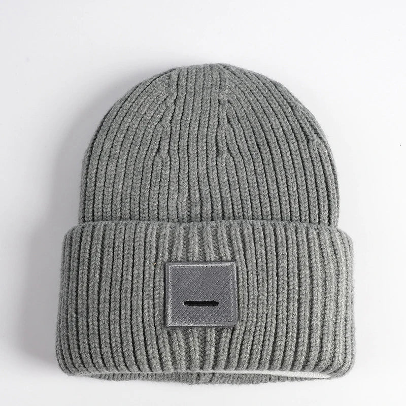 Smiling Face Couple Beanie – Wool Blend Knit Hat for Women