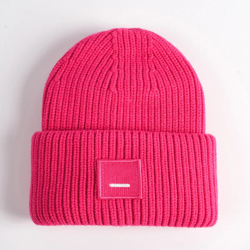 Smiling Face Couple Beanie – Wool Blend Knit Hat for Women