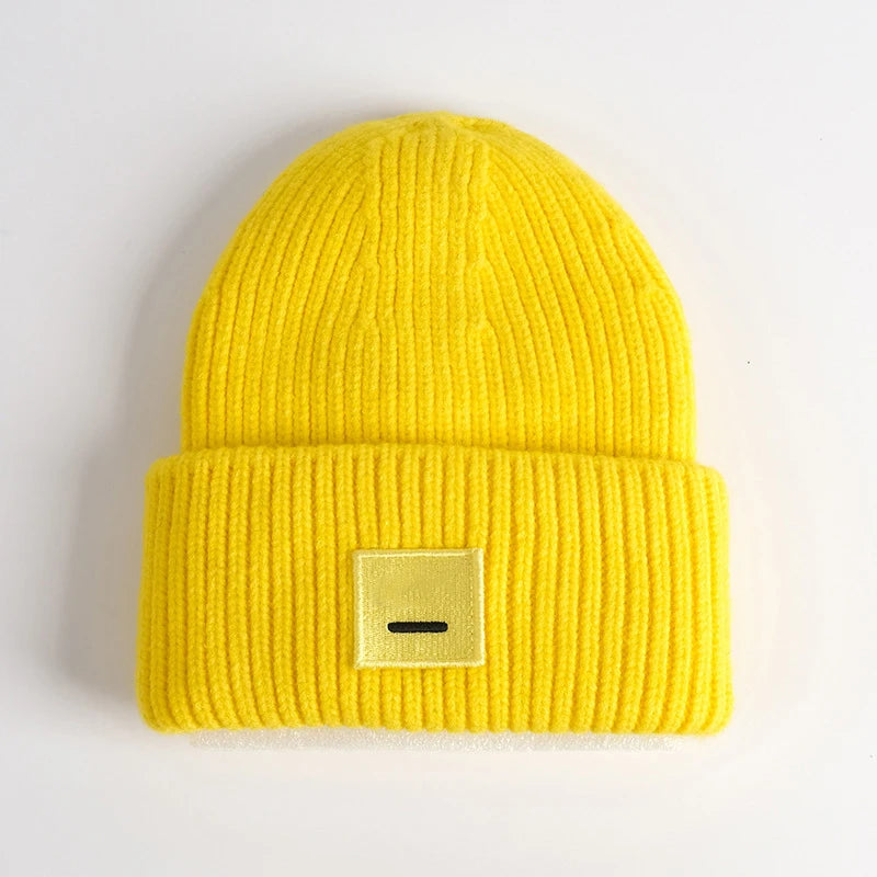 Smiling Face Couple Beanie – Wool Blend Knit Hat for Women