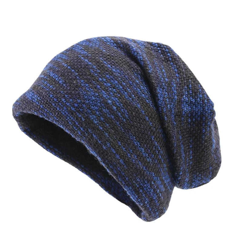 Double Fabric Colourful Beanie – Cotton Polyester Striped Knit Hat for Men & Women