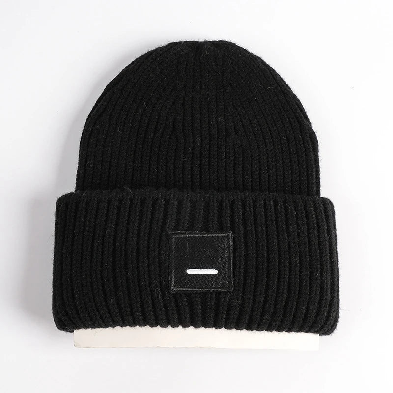 Smiling Face Couple Beanie – Wool Blend Knit Hat for Women