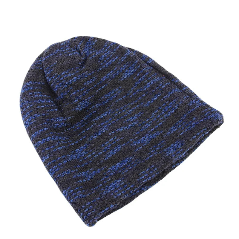 Double Fabric Colourful Beanie – Cotton Polyester Striped Knit Hat for Men & Women