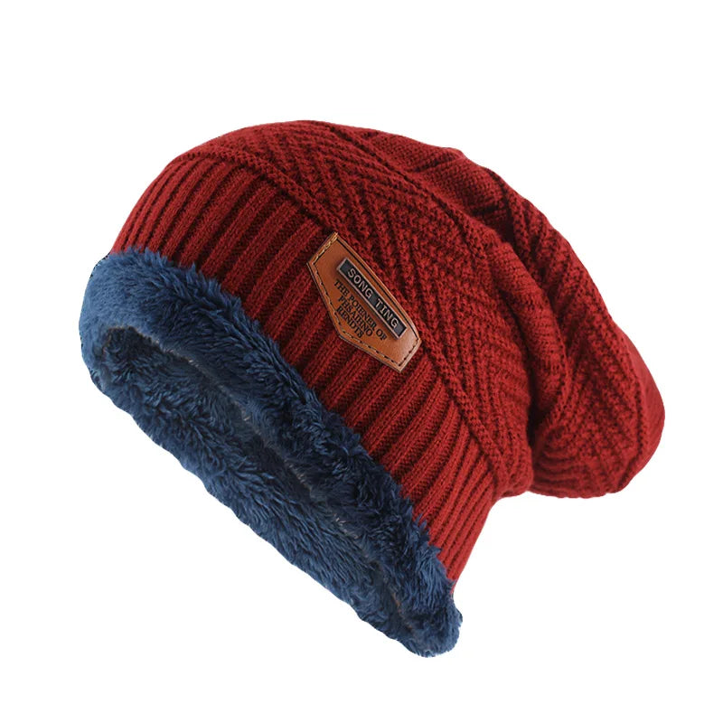 Letter Wool Knit Beanie – Cotton Blend Skullies Hat for Men & Women