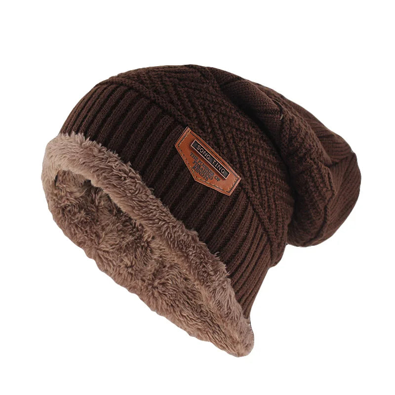 Letter Wool Knit Beanie – Cotton Blend Skullies Hat for Men & Women