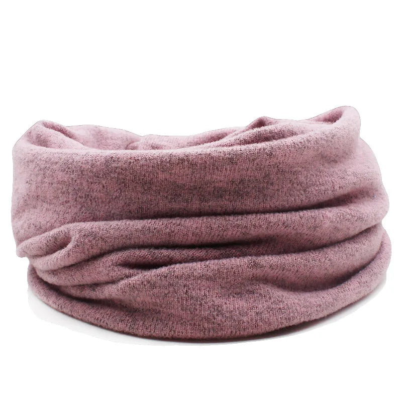 Dual-Use Beanie & Scarf – Polyester Spandex 2-in-1 Knit Hat for Men & Women