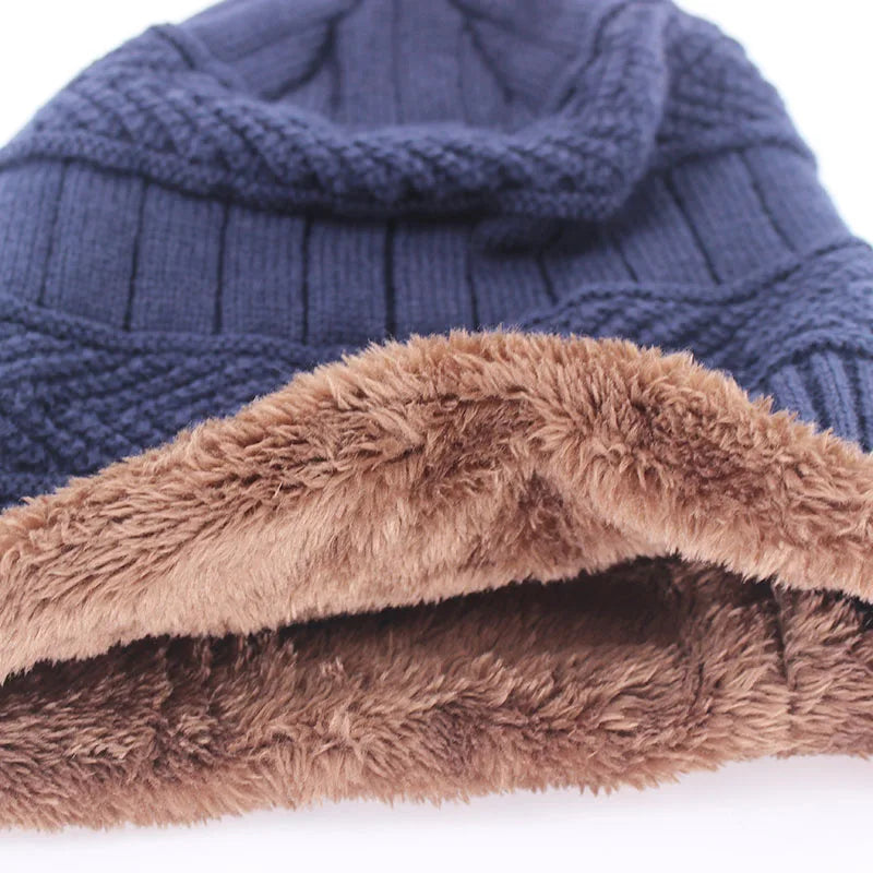 Letter Wool Knit Beanie – Cotton Blend Skullies Hat for Men & Women