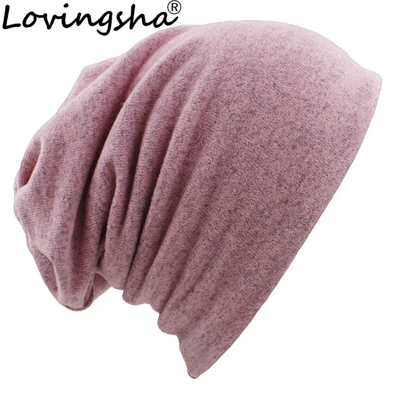 Dual-Use Beanie & Scarf – Polyester Spandex 2-in-1 Knit Hat for Men & Women