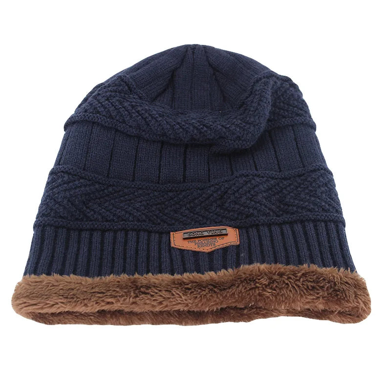 Letter Wool Knit Beanie – Cotton Blend Skullies Hat for Men & Women