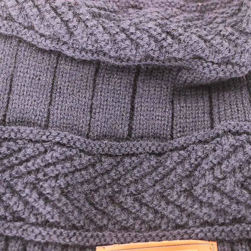 Letter Wool Knit Beanie – Cotton Blend Skullies Hat for Men & Women