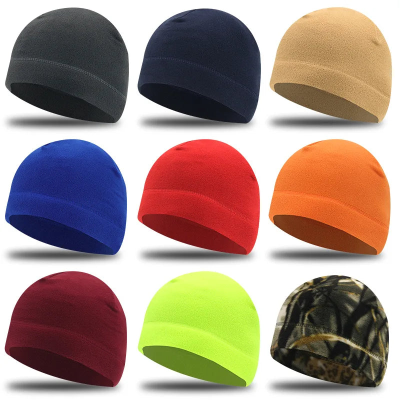 Windproof Polar Fleece Beanie – Cotton Polyester Warm Ski Cycling Hat for Men & Women