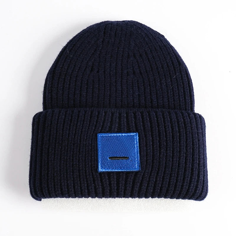 Smiling Face Couple Beanie – Wool Blend Knit Hat for Women