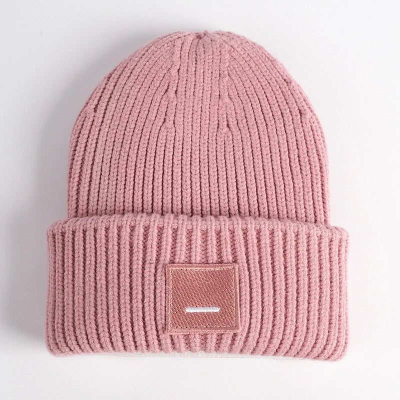 Smiling Face Couple Beanie – Wool Blend Knit Hat for Women