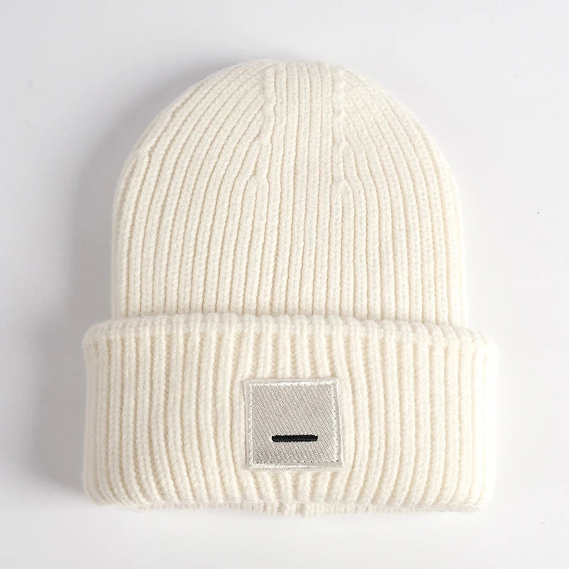 Smiling Face Couple Beanie – Wool Blend Knit Hat for Women