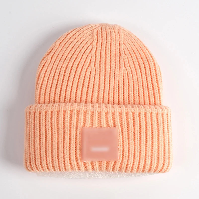 Smiling Face Couple Beanie – Wool Blend Knit Hat for Women