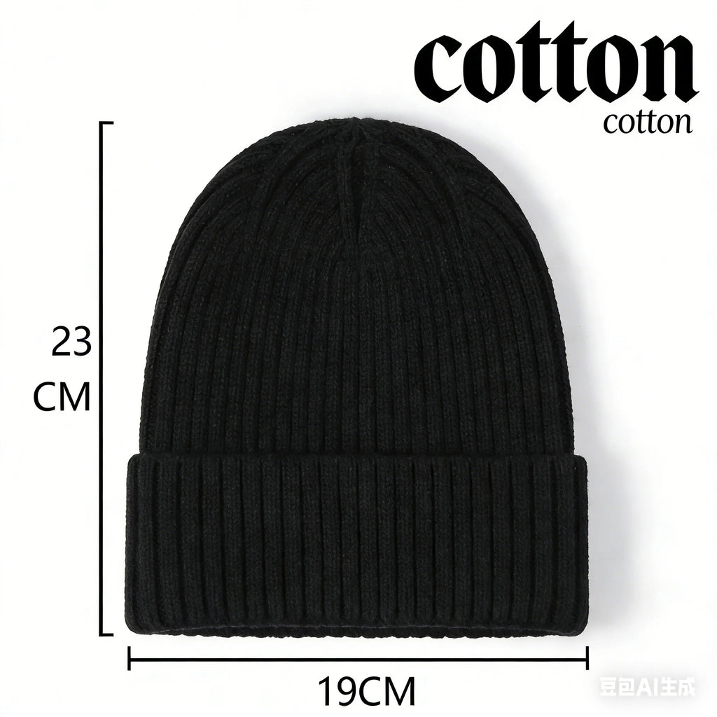 Wool Melon Beanie – Cotton Polyester Warm Knit Skull Cap for Men & Women