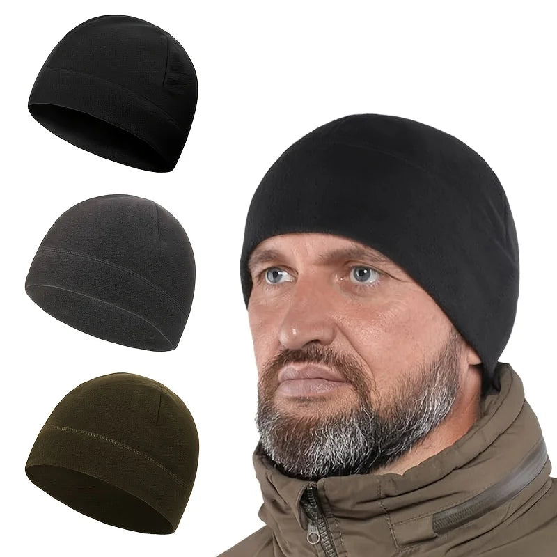 Windproof Fleece Ski Beanie – Polar Fleece Polyester Hat for Skiing & Cycling
