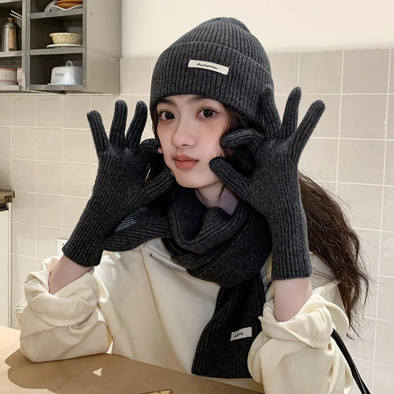 Beanie, Scarf & Gloves Set – Acrylic Blend 3-Piece Winter Accessory Set for Men & Women
