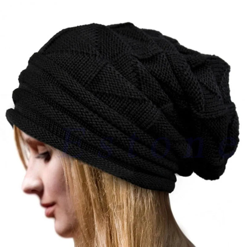 Oversized Baggy Beanie – Slouchy Cotton Acrylic Knit Hat for Women