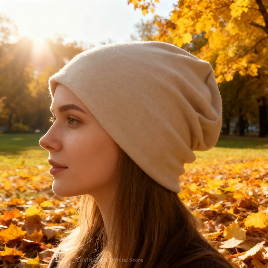 Dual-Use Beanie & Scarf – Polyester Spandex 2-in-1 Knit Hat for Men & Women