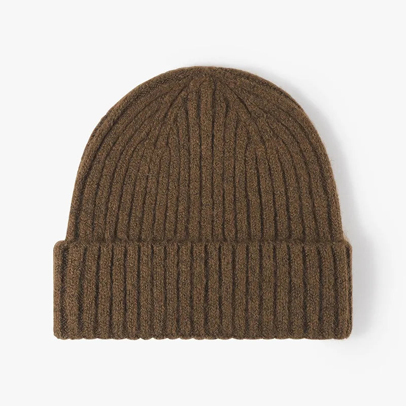 Wool Earflap Beanie – Cotton Wool Blend Thick Knit Hat with Ear Protection for Men & Women