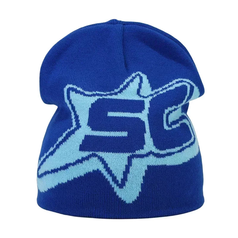 Y2K Letter Cargo Beanie – Polyester Knit Skull Cap for Men & Women