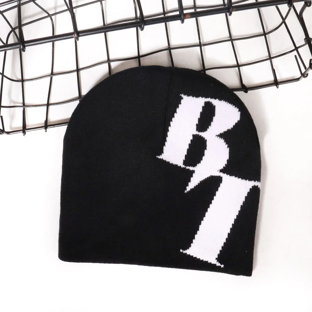 Y2K Goth Harajuku Beanie – Animal Print Acrylic Knit Hat for Men & Women