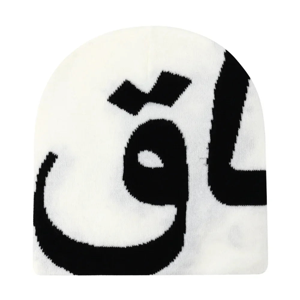 Y2K Letter Cargo Beanie – Polyester Knit Skull Cap for Men & Women
