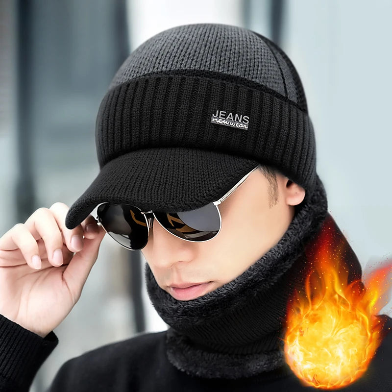 Thick Fleece Acrylic Beanie – Warm Polyester Knit Hat for Men & Women