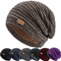 Fur-Lined Slouchy Beanie – Plush Fur Interior Oversized Knit Hat for Men & Women