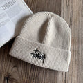 Embroidered Letter Beanie – Soft Acrylic Knit Winter Hat for Men & Women