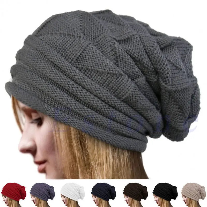 Oversized Baggy Beanie – Slouchy Cotton Acrylic Knit Hat for Women