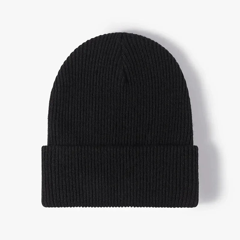 Solid Stretch Crochet Beanie – Classic Knit Winter Hat for Men & Women