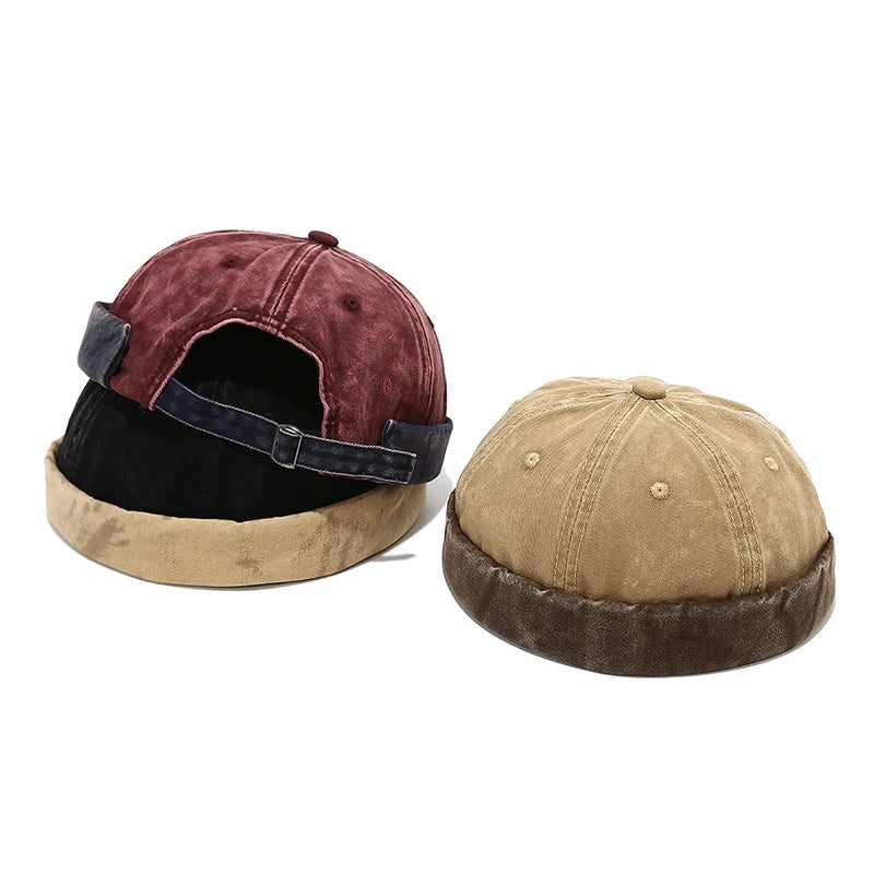 Bocca Washed Docker Cap – Adjustable Cotton Brimless Hat for Men & Women