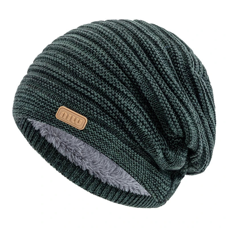 Fur-Lined Slouchy Beanie – Plush Fur Interior Oversized Knit Hat for Men & Women