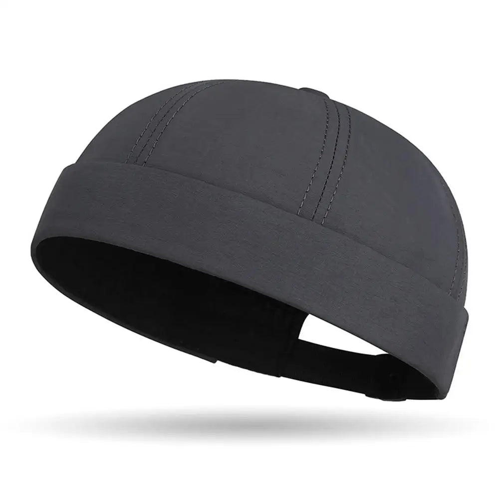 Solid Color Docker Cap – Quick-Dry Cotton Polyester Brimless Hat for Men & Women
