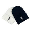 Rose Floral Embroidered Beanie – Elegant Knit Winter Hat for Couples & Women
