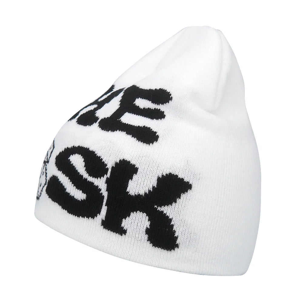Y2K Letter Cargo Beanie – Polyester Knit Skull Cap for Men & Women