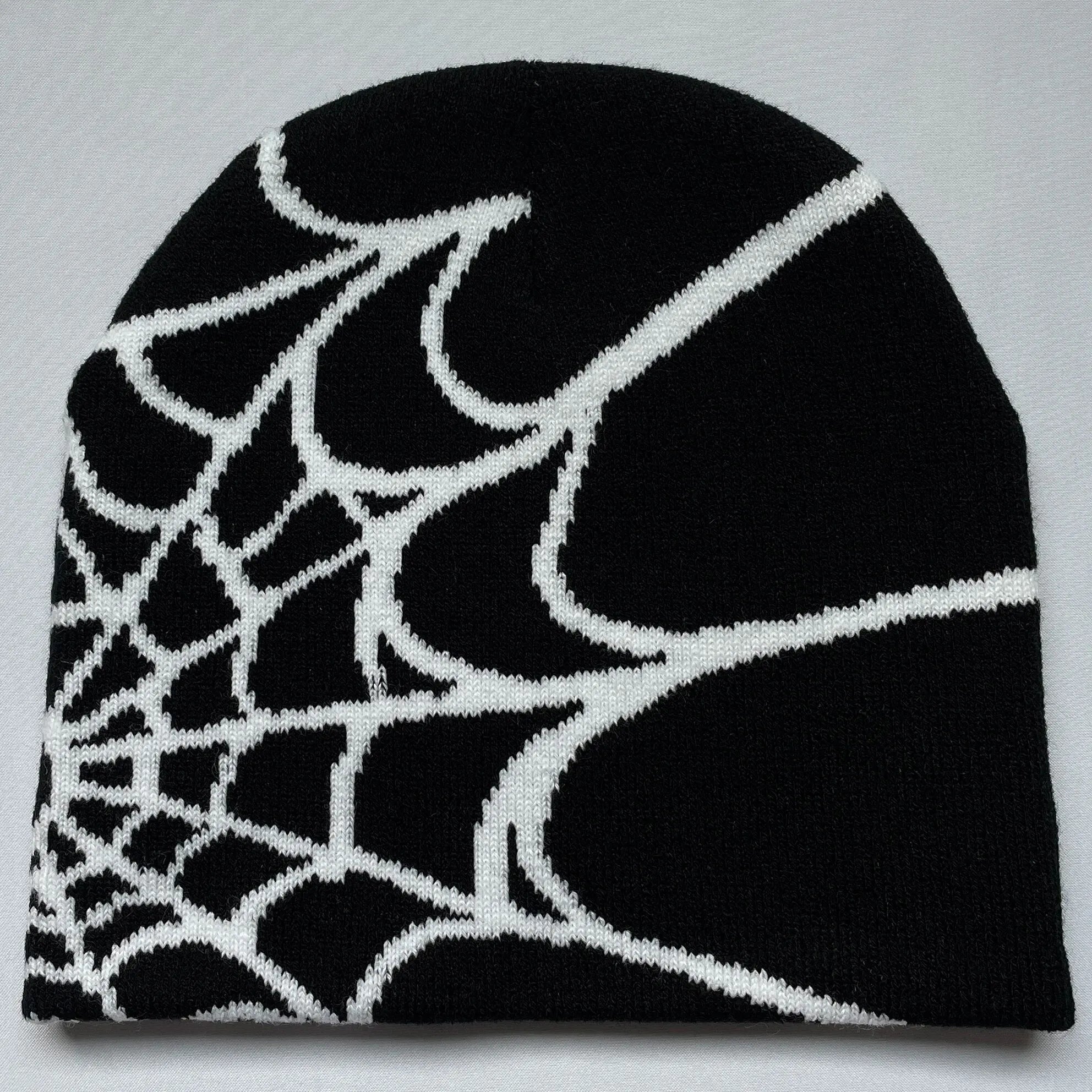 Y2K Spider Web Knit Hat – Geometric Acrylic Beanie for Men & Women