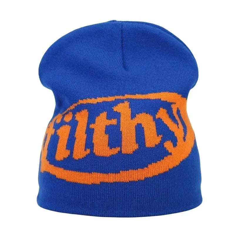 Y2K Letter Cargo Beanie – Polyester Knit Skull Cap for Men & Women