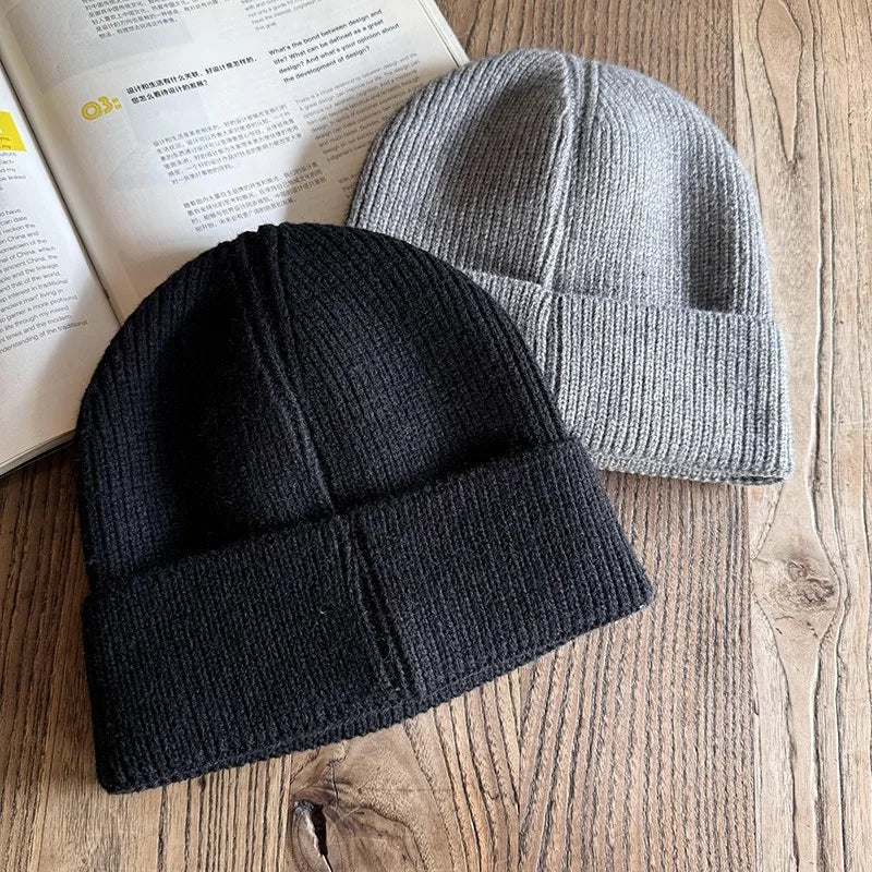 Embroidered Letter Beanie – Soft Acrylic Knit Winter Hat for Men & Women
